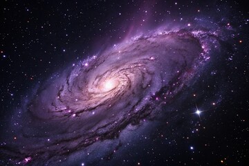 Wall Mural - Swirling purple nebula against a dark star field background, galaxies, celestial bodies, nebulae, darkness, star field