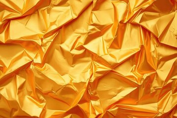 Poster - shimmering golden foil texture with intricate folds, ideal for backgrounds, decorative projects, or 