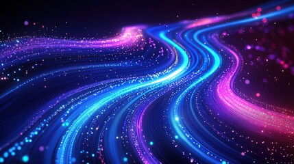 Poster - Vibrant abstract light trails in a flowing pattern, creating a dynamic visual effect.
