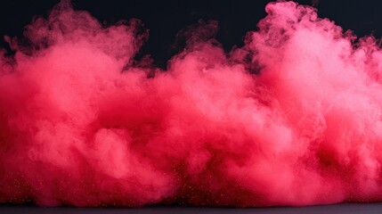Poster - Vibrant pink smoke swirling against a dark background, creating a captivating atmosphere perfect for artistic or dramatic visuals.
