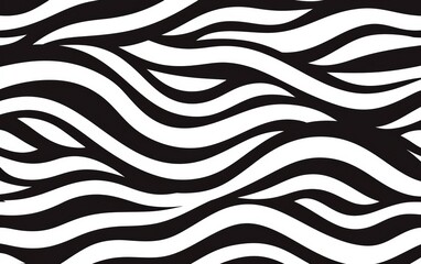 Poster - Stylish black and white wave pattern suitable for various design projects, textile prints, backgrounds, and modern art compositions.