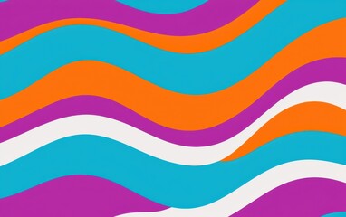 Poster - Vibrant abstract background featuring flowing waves in teal, orange, purple, and white, perfect for modern designs or artistic themes.