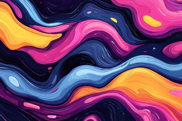 Poster - Vibrant abstract waves of color creating a dynamic visual flow, perfect for backgrounds, designs, or creative projects.