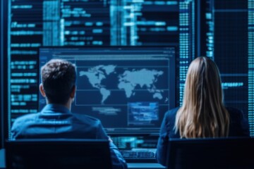 Poster - Incident Response and Cybersecurity Operations, incident response and cybersecurity operations with an image showing security teams coordinating response efforts during a cyber attack, AI