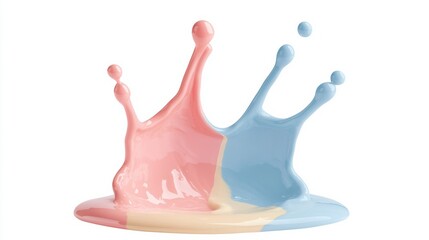 Poster - Vibrant splash of pastel paint in pink, blue, and cream, illustrating creativity and artistic expression. Perfect for design and art projects.