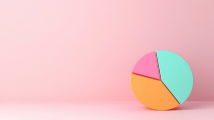 Poster - Colorful pie chart on a soft pink background, representing data visualization and analytics concepts. Ideal for business and marketing themes.