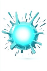 Poster - A vibrant, turquoise splash effect emanating from a glowing orb, perfect for creative projects, illustrations, and digital media backgrounds.