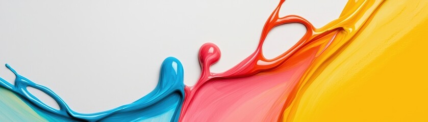 Poster - a vibrant splash of colorful paint flowing smoothly on a clean surface, showcasing a blend of blue, 