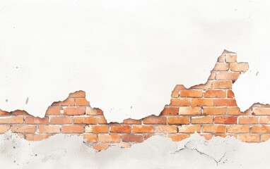 Poster - Close-up of a weathered wall with peeling paint revealing exposed bricks and mortar, showcasing textures of decay and urban architecture.