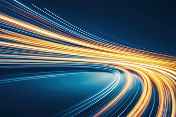 Poster - A vibrant abstract motion blur showcasing dynamic light trails in various colors, creating a sense of speed and energy against a dark background.