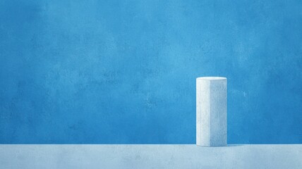 Poster - Minimalist Geometric Marble Pedestal Enclosure with Ample Space Against a Vibrant Blue Background Perfect for Modern Interior Design and Art Projects