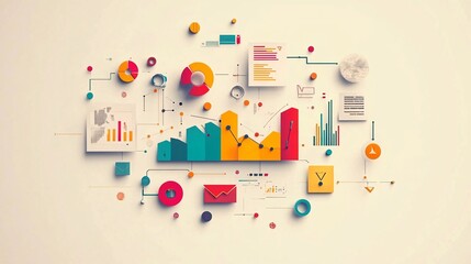 Aufkleber - Colorful charts and graphs representing business analysis and planning