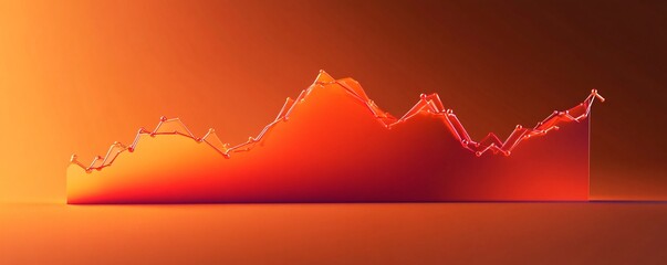 Aufkleber - Growing red stock market chart showing increasing profits