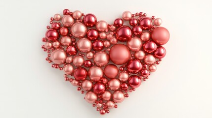 Poster - Multicolored Sphere Love Heart. Pink, Red Glass and Red Metallic Spheres arranged in a heart shape. 3D Render