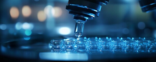 Aufkleber - Automated machine analyzing samples in modern laboratory researching new medicine