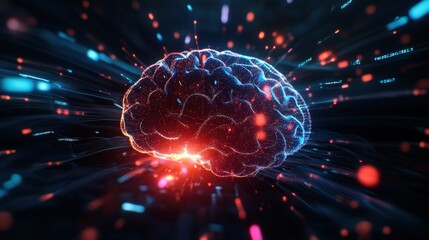 Poster - Futuristic digital brain with vibrant neural connections, symbolizing artificial intelligence and innovation.