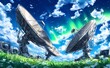 © Ekkarat_Studio - Exploring the cosmic connection satellite dishes under the aurora sky
