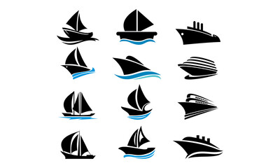 Canvas Print - set of ship, cruise vector logo