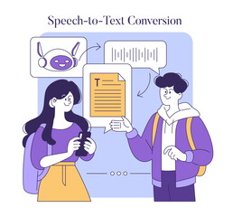 Poster - ai to help disabled people. flat vector illustration