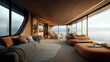 © Natalia - Luxurious yacht interior with modern furniture, panoramic ocean views, and stylish wooden decor