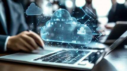 Aufkleber - Futuristic Document Management Technologies in Action with Smart Devices and Cloud-Based Collaboration Enhancing Organizational Productivity