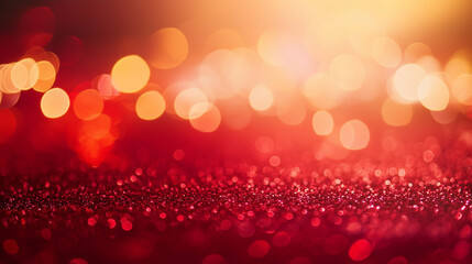  Festive abstract red glitter background with sparkling bokeh lights, perfect for creating vibrant and celebratory designs.