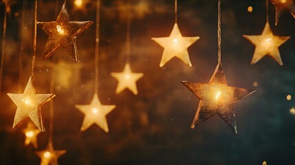 Poster - A digital collage featuring stars in a range of sizes and textures, layered with a soft glow and grainy background to create depth and visual interest. Cinematic Scene, 4k resolution, cinematic scene
