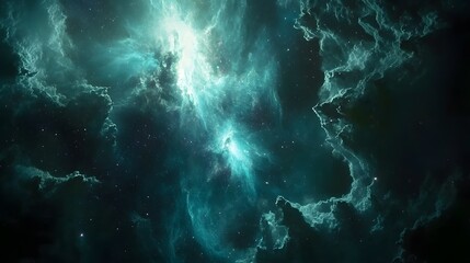 Poster - A stylized design with stars in shades of teal and turquoise, layered on a gradient, textured background, creating a high-quality cosmic scene. Cinematic Scene, 4k resolution, cinematic scene