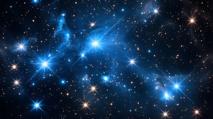 Poster - A high-quality graphic featuring stars in cool blue tones, layered over a textured black background with a faint galaxy effect. Cinematic Scene, 4k resolution, cinematic scene