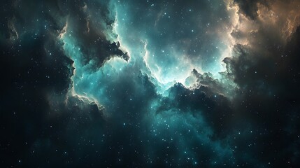 Poster - A high-quality graphic design with layered stars in cool blue and green tones, creating a calming, textured night-sky effect. Cinematic Scene, 4k resolution, cinematic scene