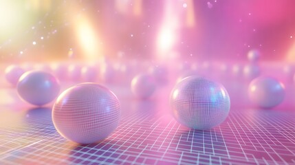 Poster - An abstract, dreamlike world with multi-layered grids, holographic textures, and soft glowing orbs floating in the foreground. No text, no logo, wide angle shot, 4k resolution, cinematic scene