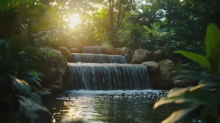 A wildlife sanctuary with natural water features and solar-powered lights, emphasizing eco-friendly conservation practices. Cinematic Scene, 4k resolution, cinematic scene