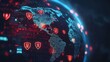 © Chanwit - Digital globe displaying cybersecurity symbols in a futuristic world map setting.