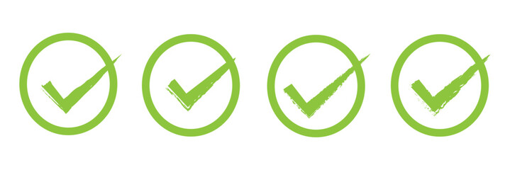 Poster - green check tick mark sign set