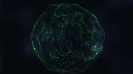 Poster - Glowing digital network. wireframe technology sphere. Big data visualization. 3d rendering.