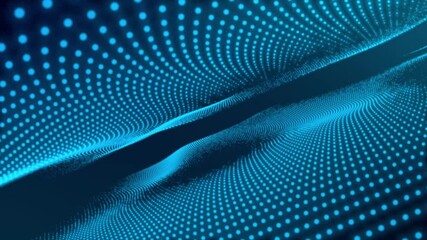 Poster - Abstract blue dot wavy digital technology mesh seamless Loop