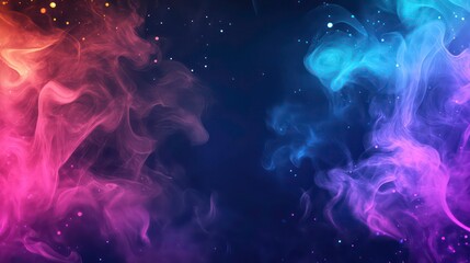 Aufkleber - Abstract colorful smoke with glowing particles on dark background.