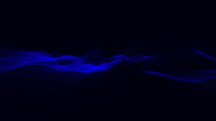 Poster - Abstract wave blue particles and lines over a dark background, Digital technology and innovation concepts