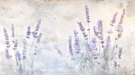 Wall Mural - Delicate purple-blue lavenders soft tones on weathered background