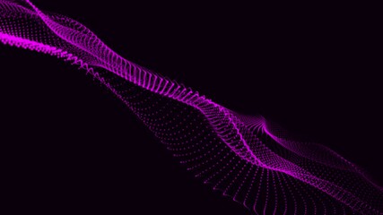 Poster - Abstract technology background with purple futuristic dotted and wavy lines. Seamless looping, hi-tech glowing motion design. Digital technology and innovation concepts