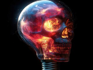Poster - Illuminate your creativity discover the beauty of an abstract glowing lightbulb with luminous swirling lights