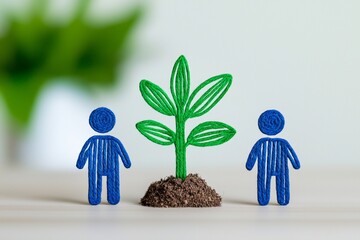 Poster - In a light bulb, a tree grows on the soil. A creative idea for earth day or to save energy and the environment.