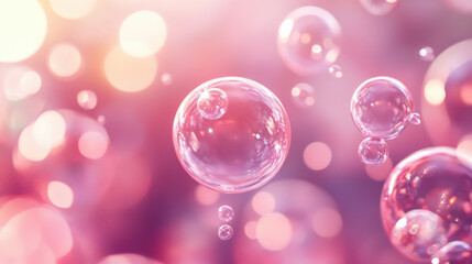 Poster - delicate bubbles floating gracefully in a dreamy pastel background during a soft and tranquil moment