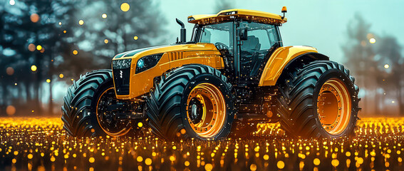 Poster - advanced ai-driven yellow smart tractor for precision farming and automated crop management