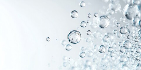 Poster - Abstract white background with many water droplets of different sizes.