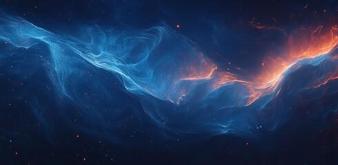 Poster - An abstract blue futuristic technology background with wave dot connecting net. A digital landscape with wave dot connecting net. A blue futuristic technology background with wave dot connecting net.