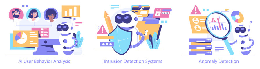 Poster - AI Cybersecurity. Flat Vector Illustration