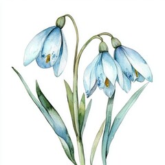 Watercolor Snowdrop Blossom. Romantic Floral Seamless Design for Wedding Invitation and Wallpaper