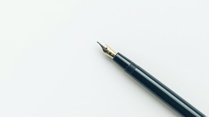 Poster - A black fountain pen with a gold nib sits on a white surface, ready to write.