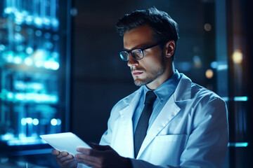 Poster - young scientist working in laboratory generative ai illustration